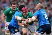12 March 2016; Josh van der Flier, Ireland, is tackled by Lorenzo Cittadini, left, and Sergio Parisse, Italy. RBS Six Nations Rugby Championship, Ireland v Italy. Aviva Stadium, Lansdowne Road, Dublin. Picture credit: Ramsey Cardy / SPORTSFILE