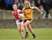 12 March 2016; Brid Ryan, Scoil Phobail Sliabh Luachra, Rathmore, Kerry, in action against Mercy S.S. Ballymahon, Longford. Lidl All Ireland Junior C Post Primary Schools Championship Final 2016, Mercy S.S. Ballymahon, Longford v Scoil Phobail Sliabh Luachra, Rathmore, Kerry. MacDonagh Park, Nenagh, Tipperary. Picture credit: Matt Browne / SPORTSFILE