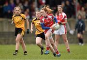 12 March 2016; Sarah Dillon, Mercy S.S. Ballymahon, Longford, in action against Scoil Phobail Sliabh Luachra, Rathmore, Kerry. Lidl All Ireland Junior C Post Primary Schools Championship Final 2016, Mercy S.S. Ballymahon, Longford v Scoil Phobail Sliabh Luachra, Rathmore, Kerry. MacDonagh Park, Nenagh, Tipperary. Picture credit: Matt Browne / SPORTSFILE