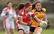 12 March 2016; Caoimhe Lohan, Mercy S.S. Ballymahon, Longford, in action against Ava Looney, Scoil Phobail Sliabh Luachra, Rathmore, Kerry. Lidl All Ireland Junior C Post Primary Schools Championship Final 2016, Mercy S.S. Ballymahon, Longford v Scoil Phobail Sliabh Luachra, Rathmore, Kerry. MacDonagh Park, Nenagh, Tipperary. Picture credit: Matt Browne / SPORTSFILE
