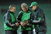 27 February 2010; Limerick manager Justin McCarthy, right, with selector Liam Garvey, centre, and Vincent Kiely before the game. Allianz GAA Hurling Hurling National League Division 1 Round 2, Limerick v Cork, Gaelic Grounds, Limerick. Picture credit: Diarmuid Greene / SPORTSFILE
