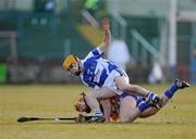 28 February 2010; John Conlon, Clare, in action against Conor Dunne, Laois. Allianz GAA Hurling National League Division 2 Round 2, Laois v Clare, O'Moore Park, Portlaoise, Co. Laois. Picture credit: Pat Murphy / SPORTSFILE