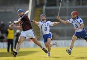 28 February 2010; Iarla Tannin, Galway, in action against Eoin McGrath and Michael Doherty, Waterford. Allianz GAA National Hurling League Division 1 Round 2, Galway v Waterford, Pearse Stadium, Galway. Picture credit: Ray Ryan / SPORTSFILE