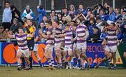 28 February 2010; The Clongowes Wood team celebrate victory at the final whistle. Leinster Schools Senior Cup Semi-Final, Clongowes Wood College SJ v St. Mary's College, Donnybrook Stadium, Dublin. Picture credit: Brendan Moran / SPORTSFILE