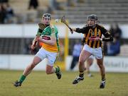 28 February 2010; Derek Molloy, Offaly, in action against Jackie Tyrrell, Kilkenny. Allianz GAA Hurling National League Division 1 Round 2, Kilkenny v Offaly, Nowlan Park, Kilkenny. Picture credit: Ray McManus / SPORTSFILE