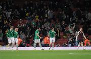 2 March 2010; Dejected Republic of Ireland players, from left, Glenn Whelan, Paul McShane, Stephen Kelly, Keith Andrews and Shay Given after Keith Andrews own goal put Brazil a goal ahead in the 44th minute. International Friendly, Republic of Ireland v Brazil, Emirates Stadium, London, England. Picture credit: Stephen McCarthy / SPORTSFILE