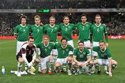 2 March 2010; The Republic of Ireland team, back row left to right, Sean St.Ledger, Kevin Doyle, Liam Lawrence, Keith Andrews, Stephen Kelly and Glenn Whelan. Front row left to right, Shay Given, Paul McShane, Kevin Kilbane, Robbie Keane and Damien Duff. International Friendly, Republic of Ireland v Brazil, Emirates Stadium, London, England. Picture credit: David Maher / SPORTSFILE