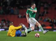 2 March 2010; Robbie Keane, Republic of Ireland, in action against Juan, Brazil. International Friendly, Republic of Ireland v Brazil, Emirates Stadium, London, England. Picture credit: Stephen McCarthy / SPORTSFILE