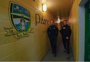 13 March 2016; Meath manager Mick O'Dowd, left, and strength and conditioning coach Eugene Eivers make their way to the pitch ahead of the game. Allianz Football League, Division 2, Round 5, Meath v Tyrone. Páirc Táilteann, Navan, Co. Meath. Picture credit: Ramsey Cardy / SPORTSFILE