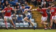 13 March 2016; Karl O'Connell, Monaghan, in action against Sean Kiely, left, and Mark Collins, Cork. Allianz Football League, Division 1, Round 5, Cork v Monaghan. Páirc Uí Rinn, Cork. Picture credit: Brendan Moran / SPORTSFILE