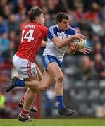 13 March 2016; Drew Wylie, Monaghan, in action against Peter Kelleher, Cork. Allianz Football League, Division 1, Round 5, Cork v Monaghan. Páirc Uí Rinn, Cork. Picture credit: Brendan Moran / SPORTSFILE