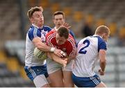 13 March 2016; Colm O'Neill, Cork, is tackled by Fintan Kelly, left, and Colin Walshe, Monaghan, resulting in a yellow card for Walshe. Allianz Football League, Division 1, Round 5, Cork v Monaghan. Páirc Uí Rinn, Cork. Picture credit: Brendan Moran / SPORTSFILE