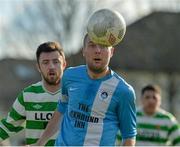13 March 2016; Eamon Mulligan, Kilbarrack United, in action against Sean Murphy, Sheriff Youth Club. FAI Junior Cup, Quarter-Final, in association with Aviva and Umbro, Kilbarrack United v Sheriff Youth Club. Glendale Open Space, Greendale Road, Kilbarrack, Dublin.  Picture credit: David Maher / SPORTSFILE