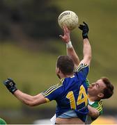 13 March 2016; Senan Kilbride, Roscommon, in action against Eamonn Doherty, Donegal. Allianz Football League, Division 1, Round 5, Donegal v Roscommon. O'Donnell Park, Letterkenny, Co. Donegal. Picture credit: Oliver McVeigh / SPORTSFILE