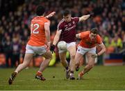 13 March 2016; Damien Comer, Galway, in action against Aidan Forker and Charlie Vernon, Armagh. Allianz Football League, Division 2, Round 5, Armagh v Galway. Athletic Grounds, Armagh. Picture credit: Philip Fitzpatrick / SPORTSFILE