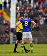 13 March 2016; Referee Rory Hickey issues Kerry's Kieran Donaghy with a Yellow Card. Allianz Football League, Division 1, Round 5, Mayo v Kerry. Elverys MacHale Park, Castlebar, Co. Mayo. Picture credit: Ray McManus / SPORTSFILE