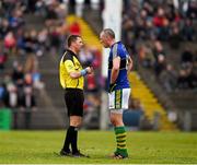 13 March 2016; Referee Rory Hickey speaks to Kerry's Kieran Donaghy before issuing him with a Yellow Card. Allianz Football League, Division 1, Round 5, Mayo v Kerry. Elverys MacHale Park, Castlebar, Co. Mayo. Picture credit: Ray McManus / SPORTSFILE