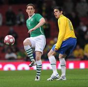 2 March 2010; Keith Andrews, Republic of Ireland, in action against Kaka, Brazil. International Friendly, Republic of Ireland v Brazil, Emirates Stadium, London, England. Picture credit: Stephen McCarthy / SPORTSFILE