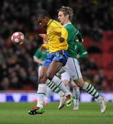2 March 2010; Juan, Brazil, in action against Kevin Doyle, Republic of Ireland. International Friendly, Republic of Ireland v Brazil, Emirates Stadium, London, England. Picture credit: Stephen McCarthy / SPORTSFILE