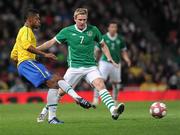 2 March 2010; Michel Bastos, Brazil, in action against Liam Lawrence, Republic of Ireland. International Friendly, Republic of Ireland v Brazil, Emirates Stadium, London, England. Picture credit: Stephen McCarthy / SPORTSFILE