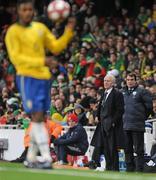 2 March 2010; Republic of Ireland manager Giovanni Trapattoni and his assistant Marco Tardelli watch on during the second half. International Friendly, Republic of Ireland v Brazil, Emirates Stadium, London, England. Picture credit: Stephen McCarthy / SPORTSFILE