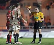 5 March 2010; Ulster's Ryan Caldwell is shown the yellow card. Celtic League, Llanelli Scarlets v Ulster, Parc Y Scarlets, Llanelli, Wales. Picture credit: Steve Pope / SPORTSFILE
