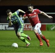 14 March 2016; Keith Tracey, St Patrick's Athletic, in action against Mark Quigley, Bohemians. SSE Airtricity League Premier Division, St Patrick's Athletic v Bohemians. Richmond Park, Dublin. Picture credit: David Maher / SPORTSFILE