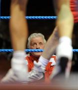 6 March 2010; Former olympian and Irish boxing legend Mick Dowling watches on as his son Stephen, Mount Tallant, boxes against James Nolan, St John Bosco Belfast, during their men's novice 57kg final. Men's Novice National Championships 2010 Finals - Saturday Afternoon Session, National Stadium, Dublin. Picture credit: Stephen McCarthy / SPORTSFILE