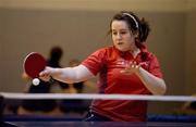 6 March 2010; Deirdre Murphy, Ballincollig, Co Cork,  who was defeated 6-11, 6-11, 12-14, during the Butterfly National Senior Table Tennis Championships, DCU, Glasnevin, Co. Dublin. Picture credit: Ray McManus / SPORTSFILE