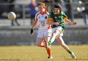 7 March 2010; Jetta Lynch, Meath, in action against Caoimhe Morgan, Armagh. Bord Gais Energy Ladies National Football League Division 2 Round 4, Armagh v Meath, Cullaville, Co. Armagh. Photo by Sportsfile