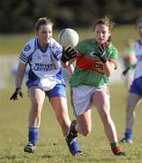 7 March 2010; Sinead Hughes, Mayo, in action against Ellen McCarron, Monaghan. Bord Gais Energy Ladies National Football League Division 1 Round 4, Monaghan v Mayo Emyvale, Co. Monaghan. Picture credit: Oliver McVeigh / SPORTSFILE