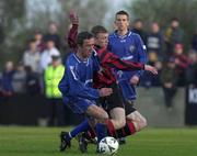 26 April 2001; Keith O'Connor of Longford Town in action against Paul Cashin of Waterford United during the FAI Harp Lager Cup Semi-Final Replay match between Longford Town and Waterford Town at Flancare Park in Longford. Photo by David Maher/Sportsfile