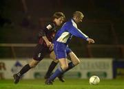 27 April 2001; Kevin Hunt of Bohemians in action against Paddy McGrenaghan of Finn Harps during the Eircom League Premier Division match between Bohemians and Finn Harps at Dalymount Park in Dublin. Photo by David Maher/Sportsfile