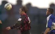 27 April 2001; Trevor Molloy of Bohemians, in action against Ray Kenny of Finn Harps during the Eircom League Premier Division match between Bohemians and Finn Harps at Dalymount Park in Dublin. Photo by David Maher/Sportsfile
