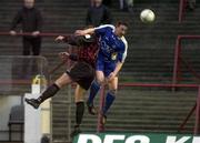27 April 2001; Glen Crowe of Bohemians in action against Shane Bradley of Finn Harps during the Eircom League Premier Division match between Bohemians and Finn Harps at Dalymount Park in Dublin. Photo by David Maher/Sportsfile