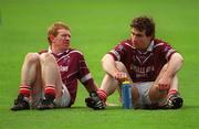 29 April 2001; Dejected Cork players Aidan Dorgan, left, and Eoin Sexton after the Allianz GAA National Football League Division 2 Final match between Westmeath and Cork at Croke Park in Dublin. Photo by Ray McManus/Sportsfile