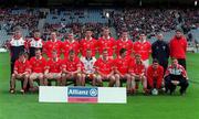 29 April 2001; The Cork squad before the Allianz GAA National Football League Division 2 Final match between Westmeath and Cork at Croke Park in Dublin. Photo by Ray McManus/Sportsfile
