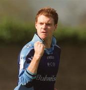 29 April 2001; Tony McDonnell of UCD celebrates after scoring his side's winning goal during the Eircom League Premier Division match between UCD and Shamrock Rovers at Belfield Park in UCD, Dublin. Photo by David Maher/Sportsfile