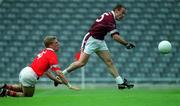 29 April 2001; Ger Heavin of Westmeath rounds Anthony Lynch of Cork to score his side's first goal during the Allianz GAA National Football League Division 2 Final match between Westmeath and Cork at Croke Park in Dublin. Photo by Ray McManus/Sportsfile