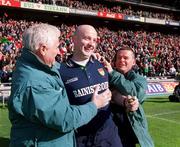 29 April 2001; Mayo manager Pat Holmes, centre, celebrates after the Allianz GAA National Football League Division 1 Final match betweem Mayo and Galway at Croke Park in Dublin. Photo by Ray McManus/Sportsfile
