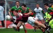 29 April 2001; Seán Óg de Paor of Galway in action against Fergal Costello of Mayo during the Allianz GAA National Football League Division 1 Final match betweem Mayo and Galway at Croke Park in Dublin. Photo by Ray Lohan/Sportsfile