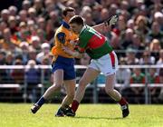 22 April 2001; Ronan Loftus of Mayo holds off the challenge of John Whyte of Roscommon during the Mayo v Roscommon - Allianz GAA National Football League Division 1 Semi-Final match at Markievicz Park in Sligo. Photo by Damien Eagers/Sportsfile