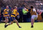 29 April 2001; Gearoid Considine of Clare shoots under pressure from Andy Comerford of Kilkenny during the Allianz GAA National Hurling League Division 1 Semi-Final match between Clare and Kilenny at Semple Stadium in Thurles, Tipperary. Photo by Brendan Moran/Sportsfile