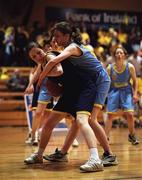 1 May 2001; Donna Moonan of Magh Ene College, Bundoran, in action against St Joseph's of Borrisoleigh, during the Cadbury's TimeOut All-Ireland Cadette D Schools Final match between Rathmore Community School and St Joseph's Stanhope Street at the National Basketball Arena in Tallaght, Dublin. Photo by Brendan Moran/Sportsfile