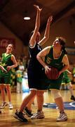 2 May 2001; Noreen Kearney of St Joseph's in action against Miriam Byrne of St Mary's during the Cadbury's Time Out All-Ireland Senior &quot;A&quot; Schools Final match between St Joseph's Castleisland v St Mary's Mallow at the National Basketball Arena in Tallaght, Dublin. Photo by Brendan Moran/Sportsfile