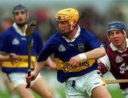 28 April 2001; Paul Ormonde of Tipperary in action against Kevin Broderick of Galway during the Allianz GAA National Hurling League Division 1 Semi-Final match between Galway and Tipperary at Cusack Park in Ennis, Clare. Photo by Ray McManus/Sportsfile