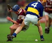 28 April 2001; Kevin Broderick of Galway in action against Paul Ormonde of Tipperary during the Allianz GAA National Hurling League Division 1 Semi-Final match between Galway and Tipperary at Cusack Park in Ennis, Clare. Photo by Ray McManus/Sportsfile