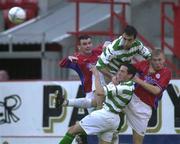 2 May 2001; Pat Scully, and Richie Foran of Shelbourne in action against Terry Palmer and Daire Kavanagh of Shamrock Rovers during the Eircom League Premier Division match between Shelbourne and Shamrock Rovers at Tolka Park in Dublin. Photo by David Maher/Sportsfile