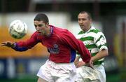 2 May 2001; Owen Heary of Shelbourne in action against Tony Grant of Shamrock Rovers during the Eircom League Premier Division match between Shelbourne and Shamrock Rovers at Tolka Park in Dublin. Photo by David Maher/Sportsfile
