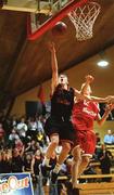 3 May 2001; Patrick Enright of Nagle Rice Secondary School in action against Barry Moran of St Gerald's College during the Cadbury's Time Out All Ireland Under 16 'C' Schoolboys Final match between St Gerald's College, Castlebar, Mayo and Nagle Rice Secondary School, Doneraile, Cork at the National Basketball Arena in Tallaght, Dublin. Photo by Brendan Moran/Sportsfile